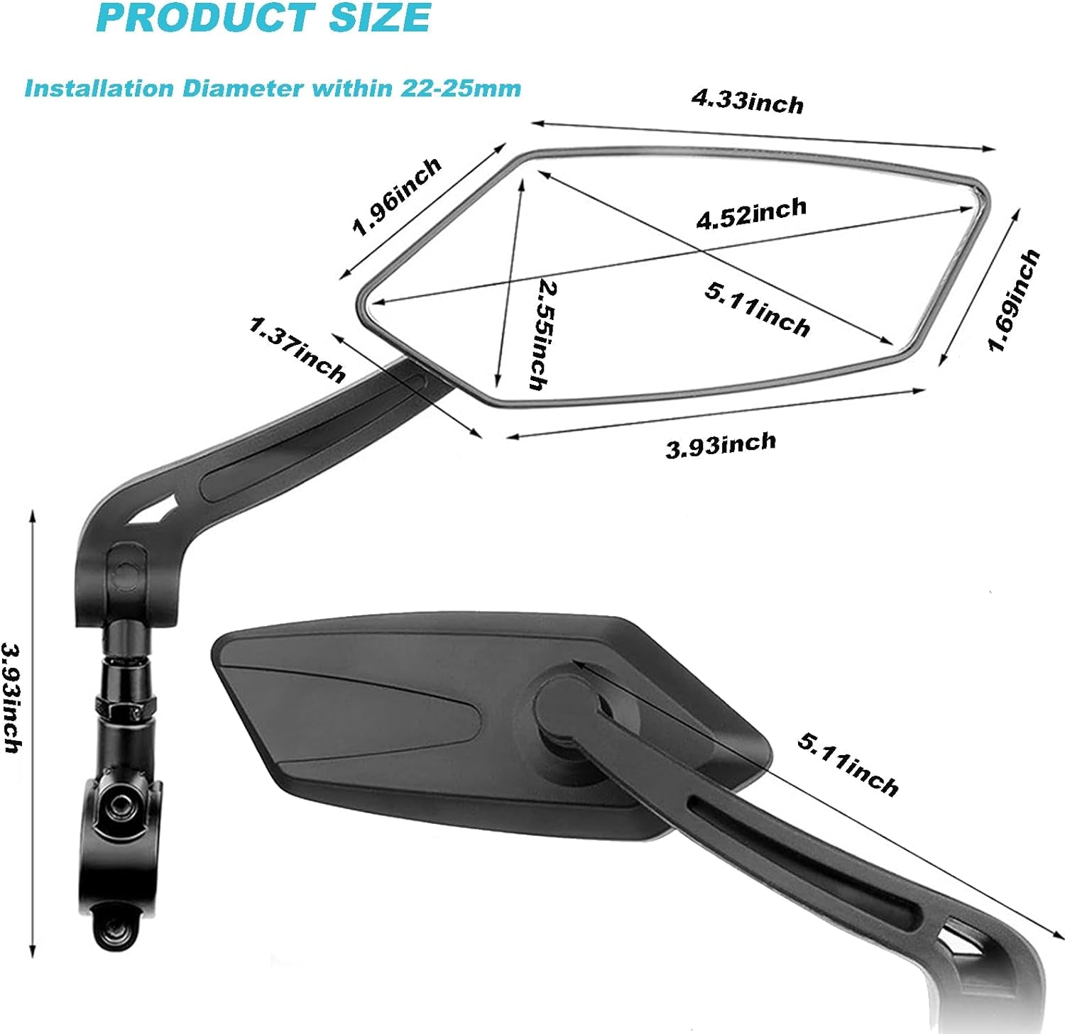 Adjustable Mirrors for e-Bike