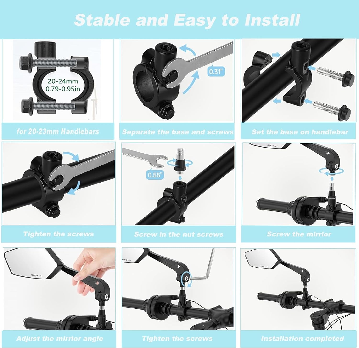 Adjustable Mirrors for e-Bike